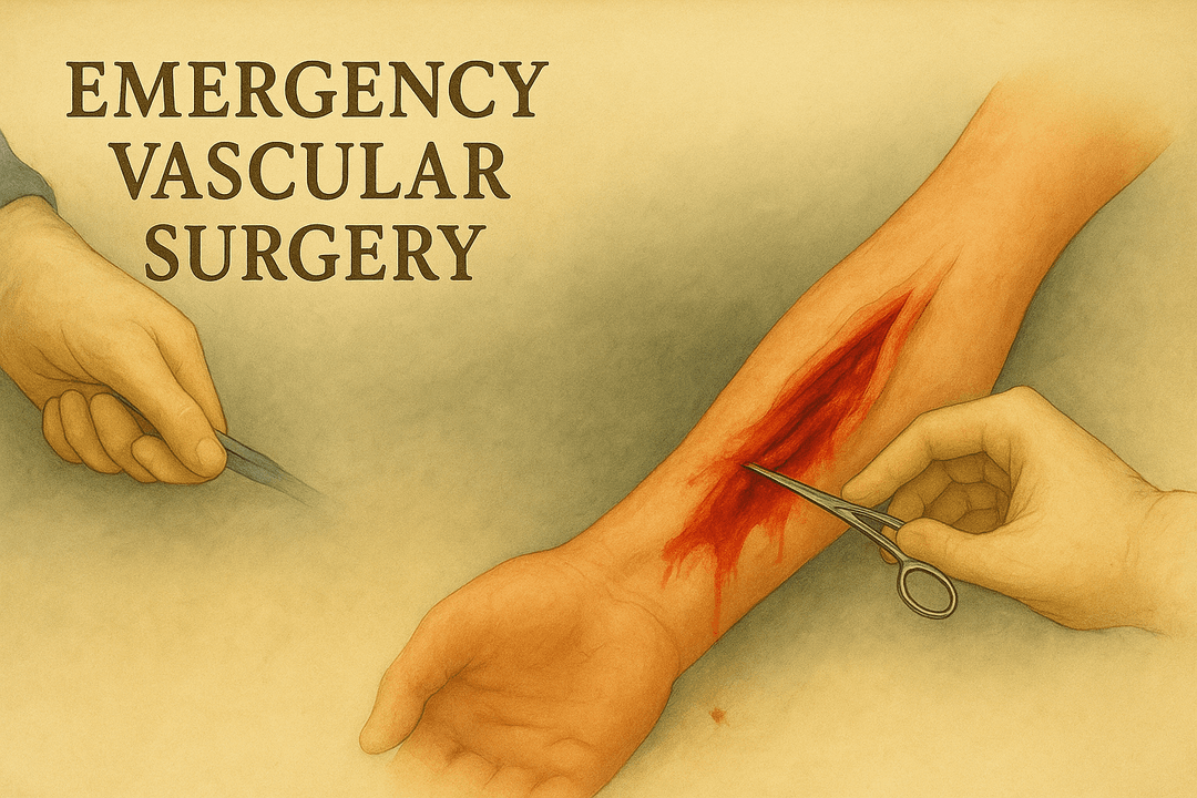 Emergency vascular surgery to control bleeding