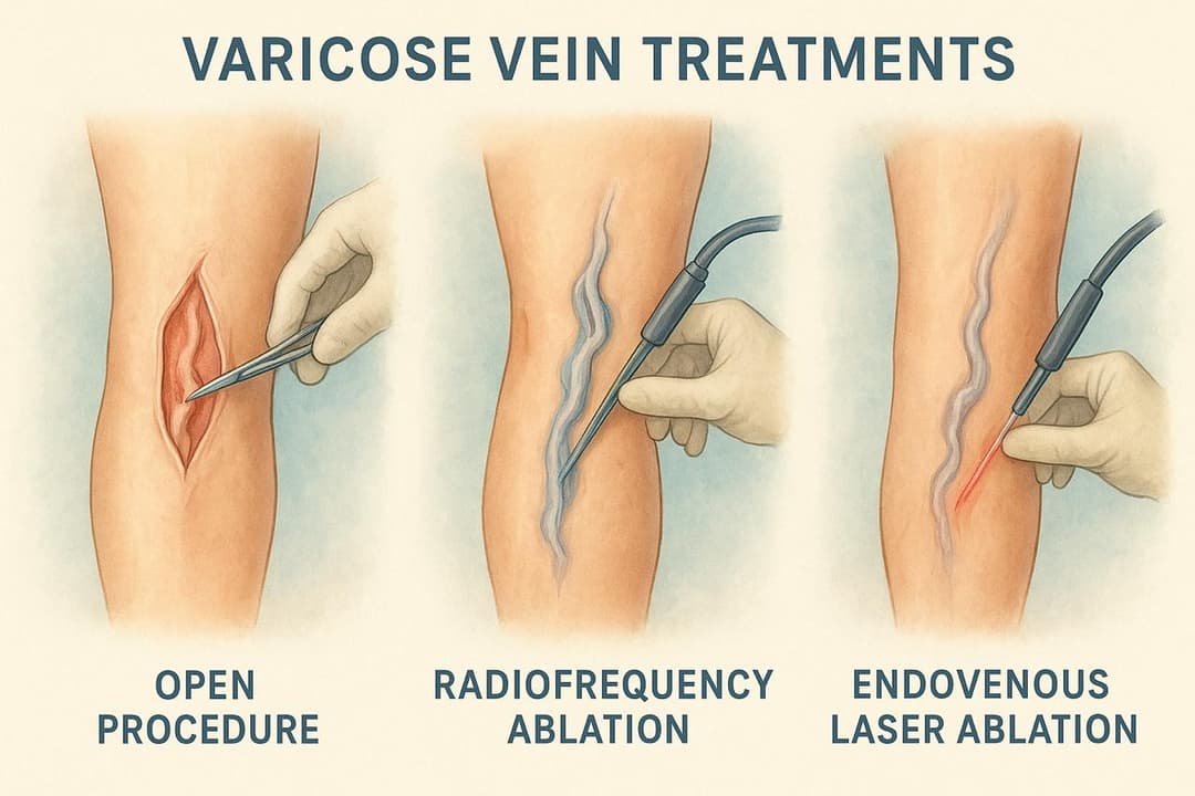 Open, RFA, or Laser-based Varicose Vein Treatments