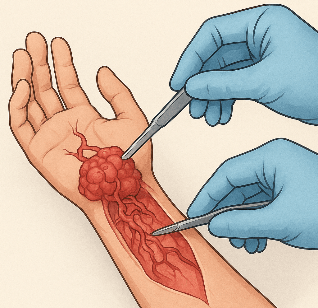 Surgical removal or correction of vascular tumors & malformations